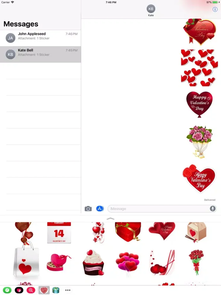 Capturas de tela do Stickers For Valentains Day iPad 