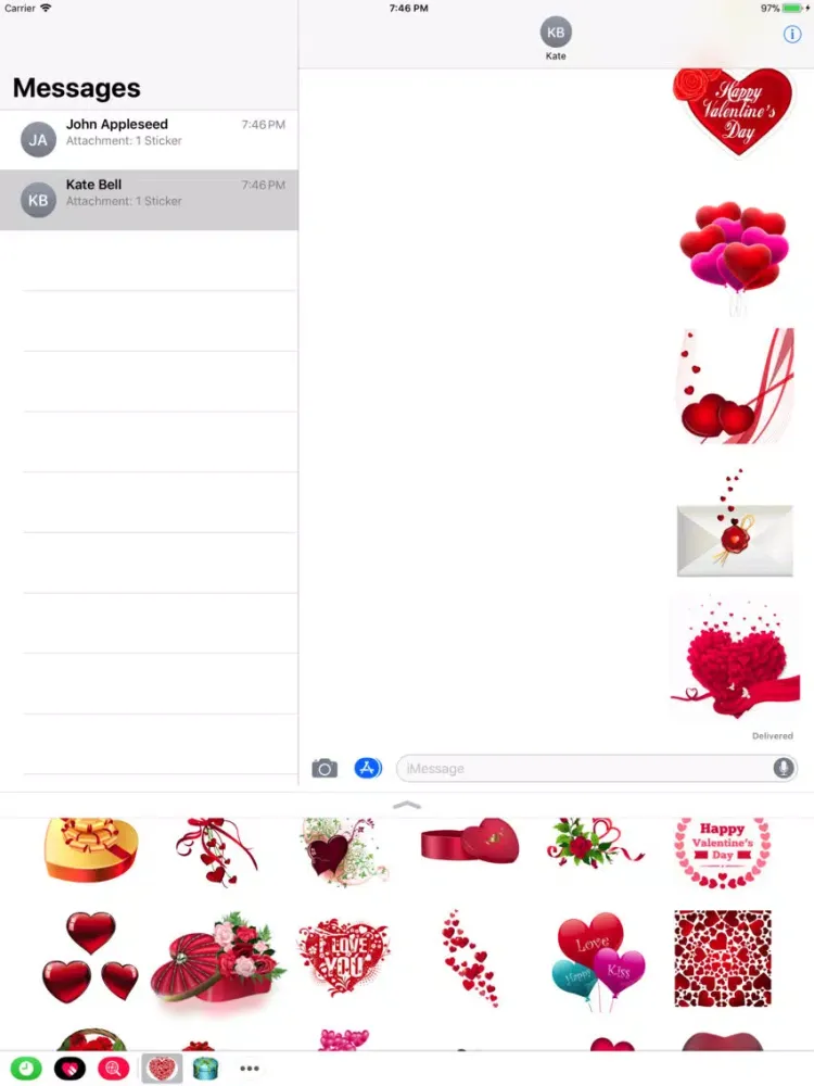 Capturas de tela do Stickers For Valentains Day iPad 