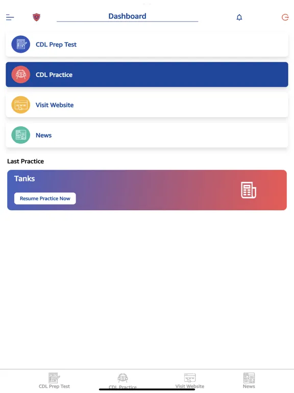 Tangkapan layar CDL Prep App iPad 