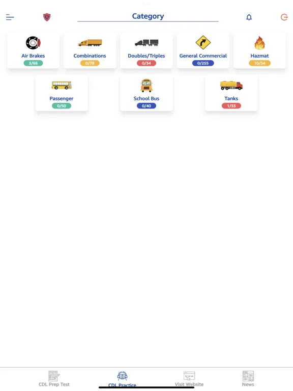 Tangkapan layar CDL Prep App iPad 