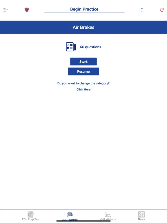 Tangkapan layar CDL Prep App iPad 