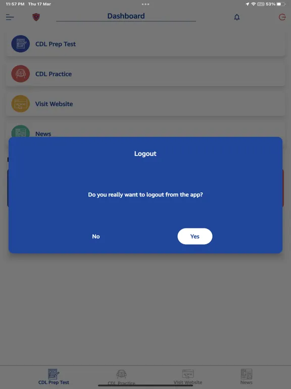 Tangkapan layar CDL Prep App iPad 