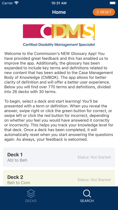CDMS Glossary App Screenshots
