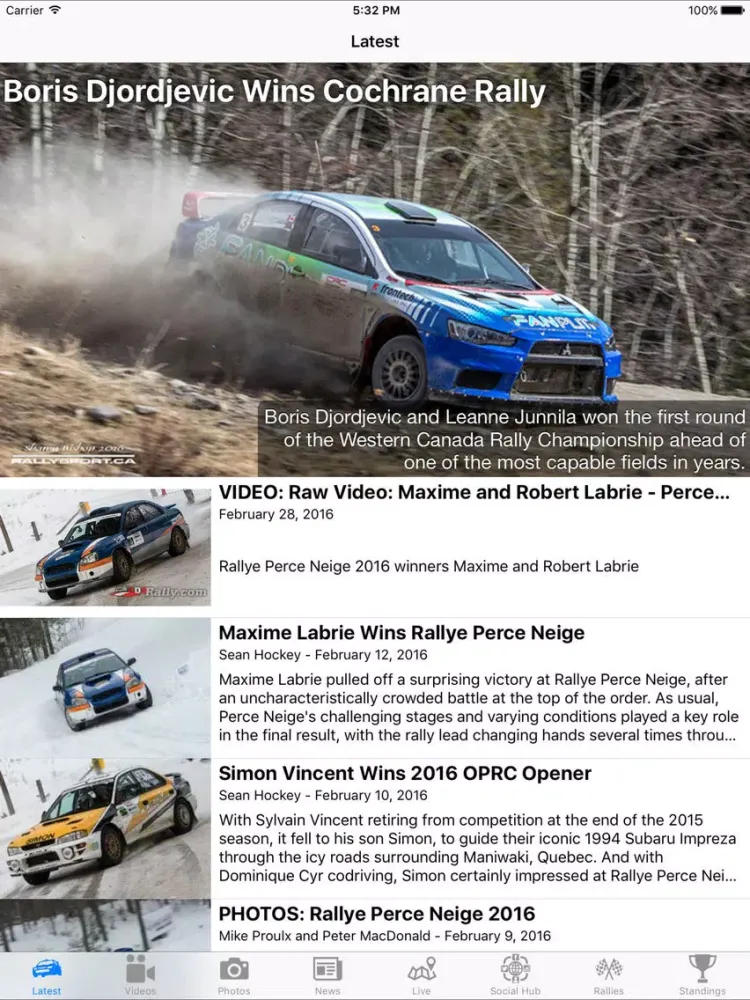 Capturas de tela do CDNRally iPad 