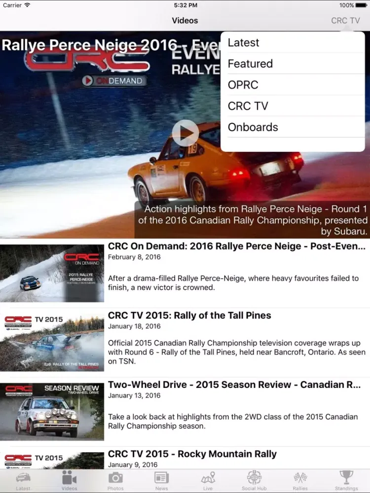 Capturas de tela do CDNRally iPad 
