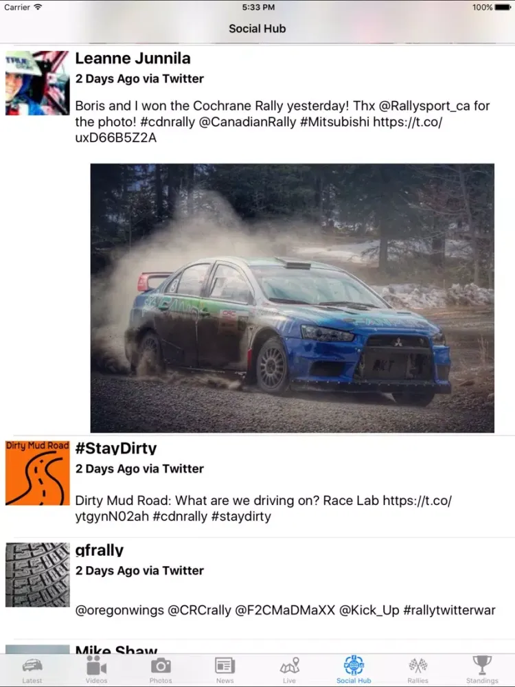 Capturas de tela do CDNRally iPad 