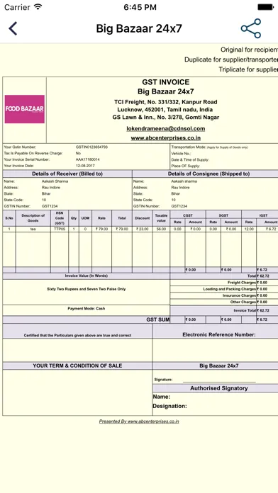 GST Invoice App Ekran Görüntüleri