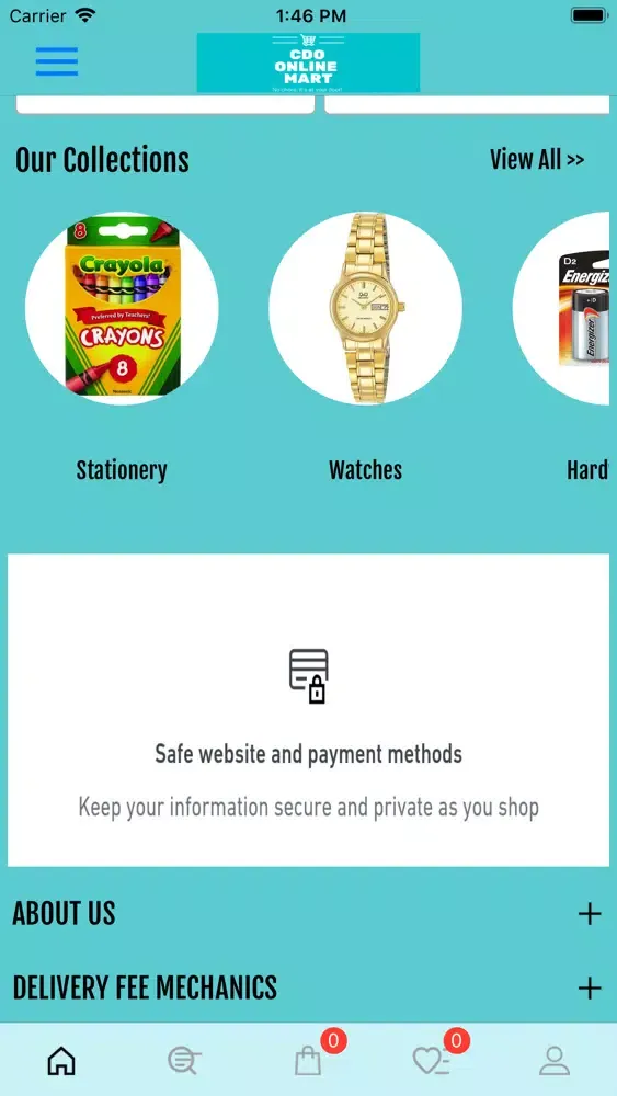 Capturas de tela do CDO Online Mart
