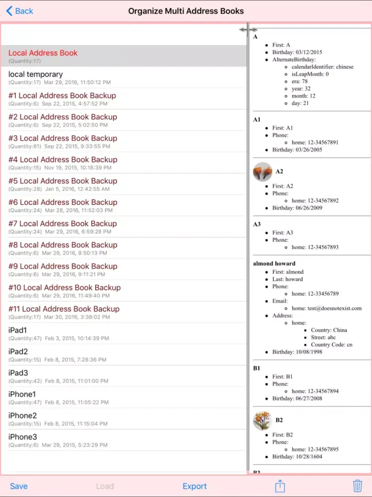 Multi Address Book Organizer iPad 應用截圖