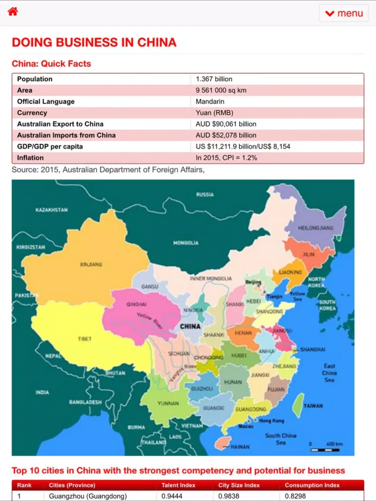 Capturas de tela do Doing Business in China iPad 