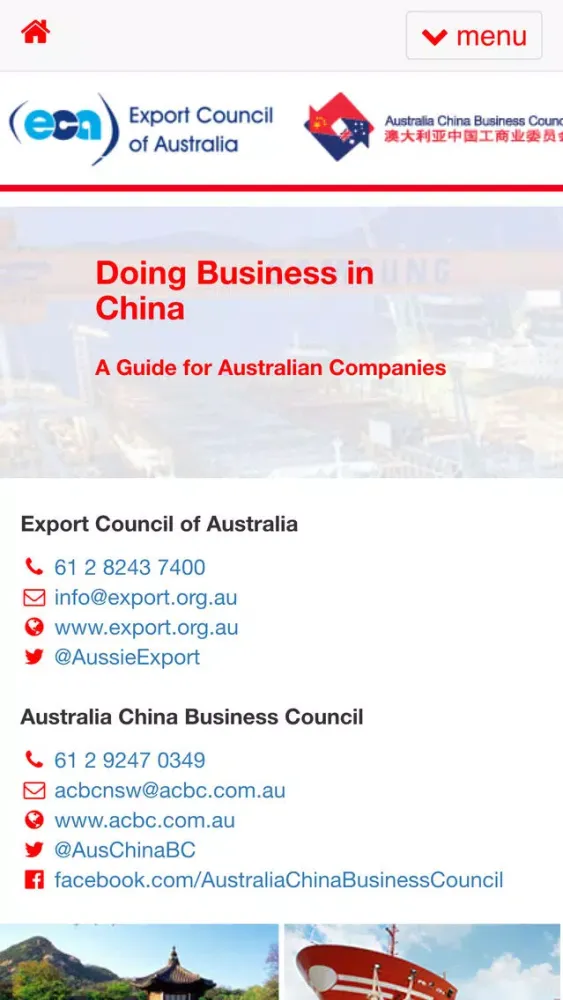 Capturas de tela do Doing Business in China