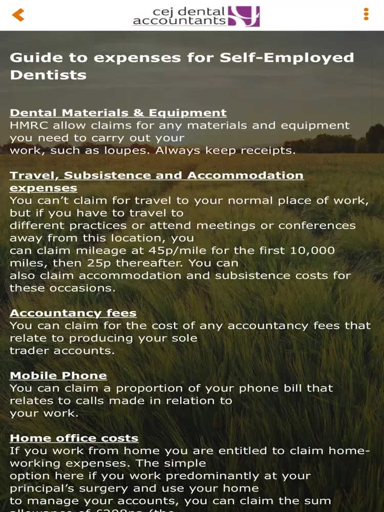 CEJ Dental Accountants iPad  Ekran Görüntüleri
