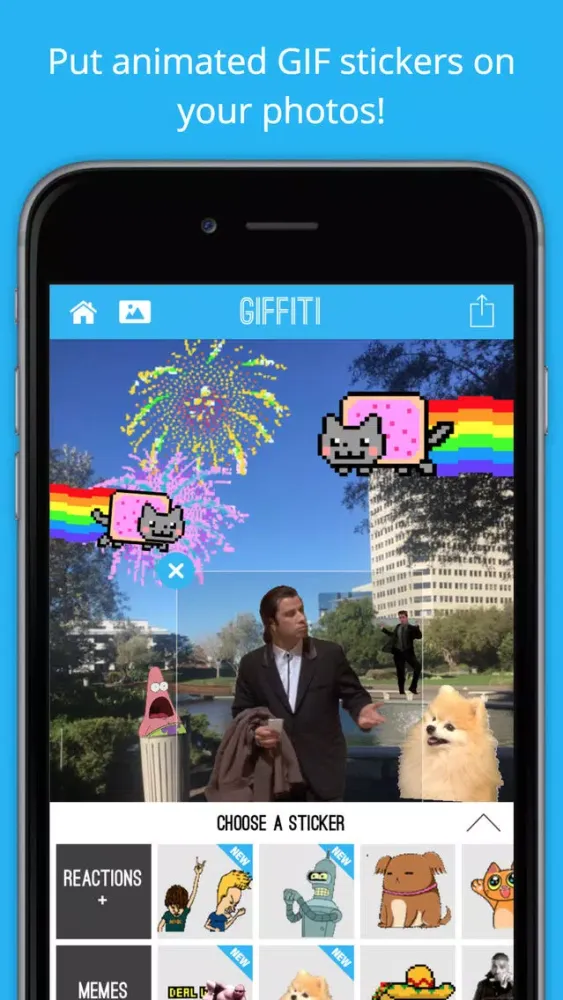Giffiti - Make GIFs by adding animated stickers and funny GIFs to your photos سکرین شاٹس