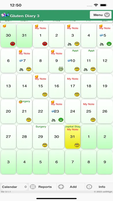 Capturas de tela do Gluten Diary 3