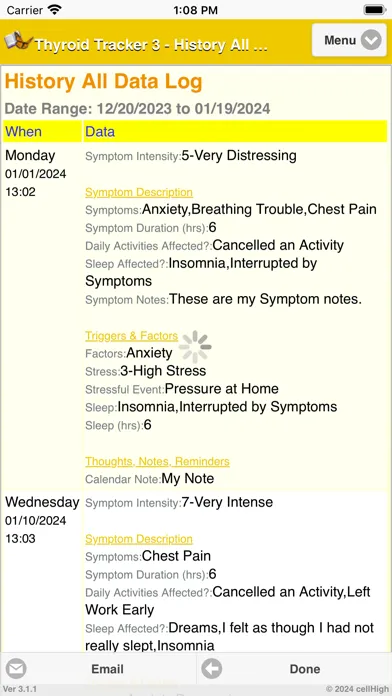 Tangkapan skrin Thyroid Tracker 3