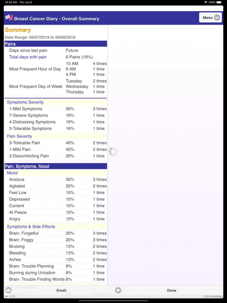 Breast Cancer Diary iPad  Screenshots