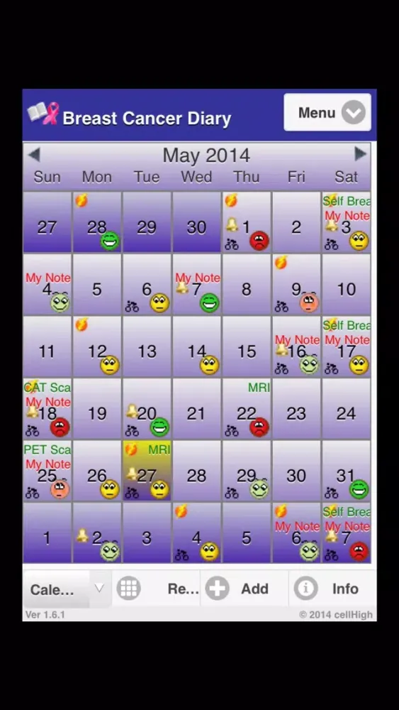 Breast Cancer Diary Screenshots