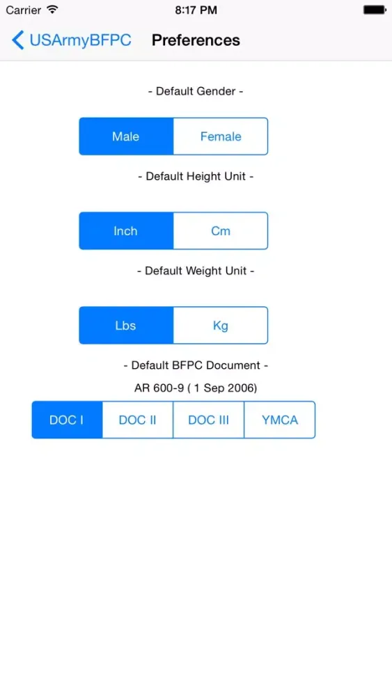 Скриншоты Army Body Fat Percentage Calculator for iPhone