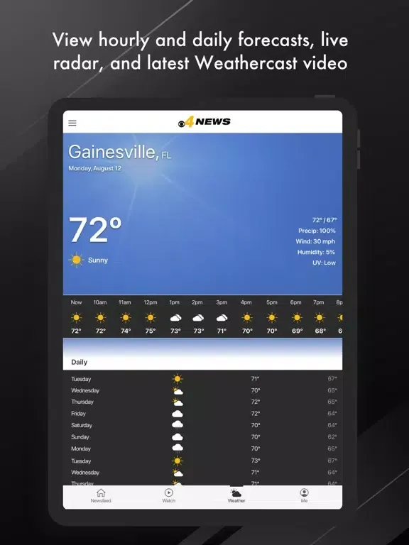 Capturas de tela do CBS4 News Gainesville iPad 