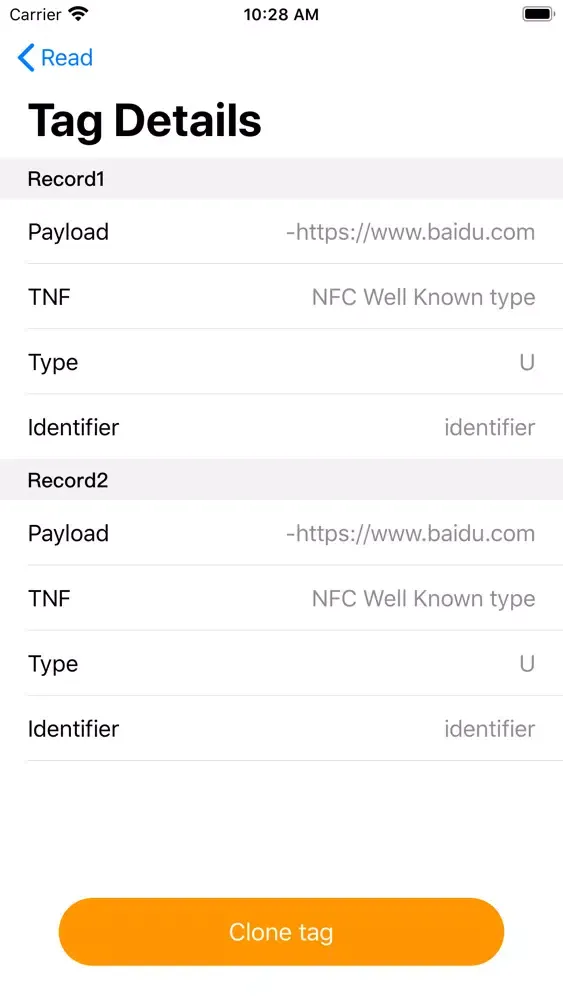 Tangkapan layar NFC Reader+
