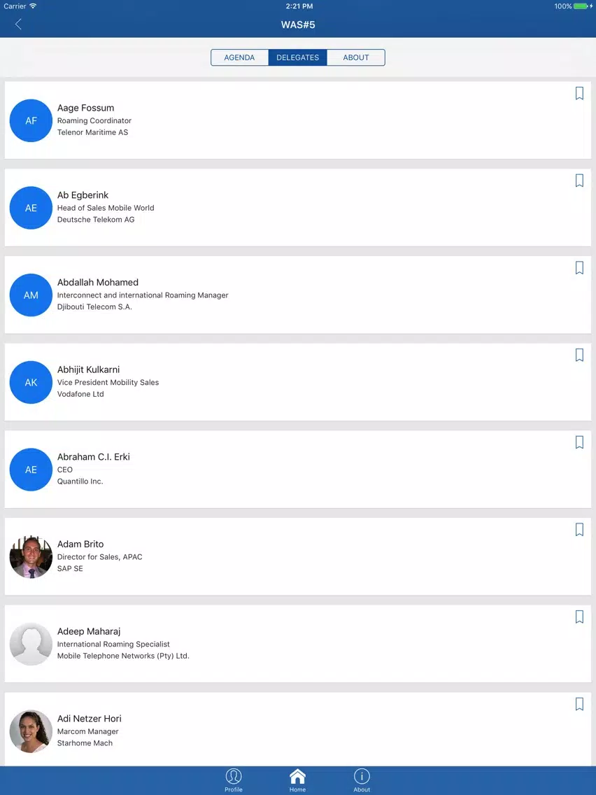 Captures d'écran de WAS Event Guide iPad 