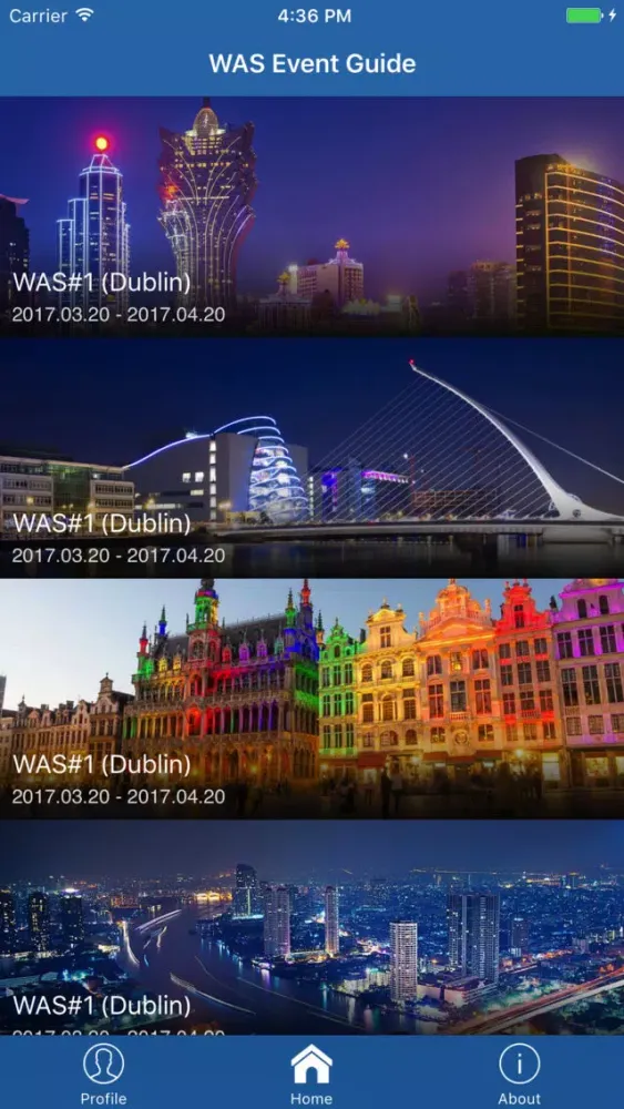 ภาพหน้าจอของ WAS Event Guide
