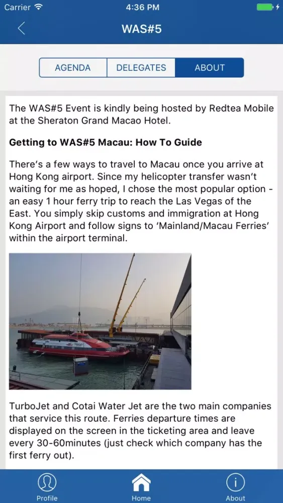 ภาพหน้าจอของ WAS Event Guide