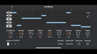 تصاویر Auto Bass AUv3 MIDI Generator