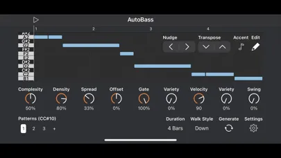 تصاویر Auto Bass AUv3 MIDI Generator