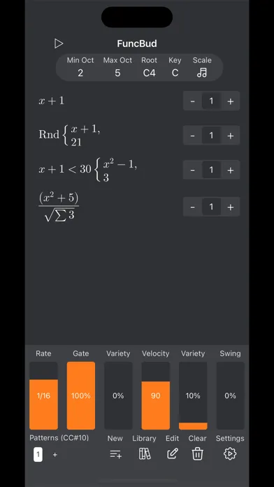 Tangkapan skrin FuncBud Math Sequencer & Synth