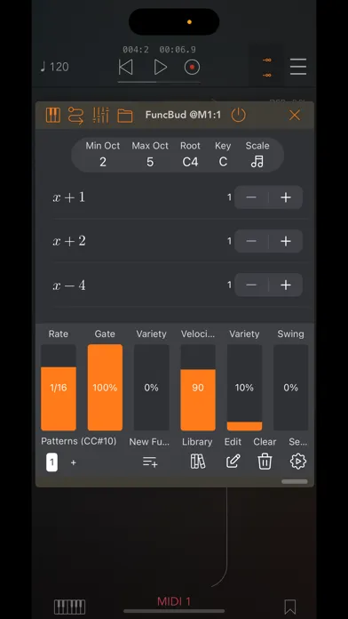 Tangkapan skrin FuncBud Math Sequencer & Synth