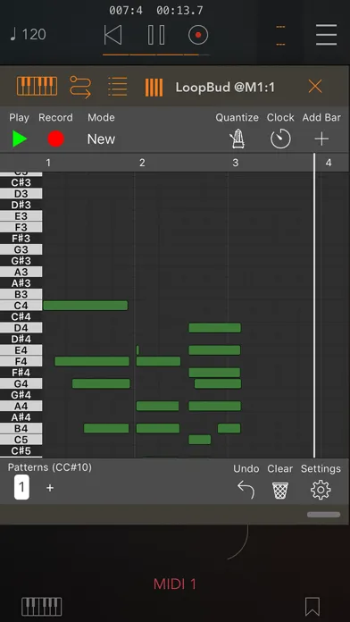 Tangkapan layar LoopBud - AUv3 MIDI Recorder