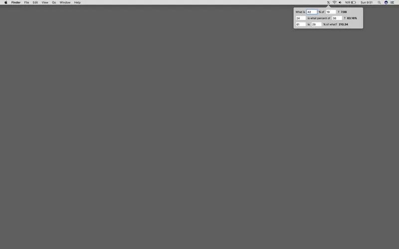 Screenshot di Menu Bar Percent Calculator