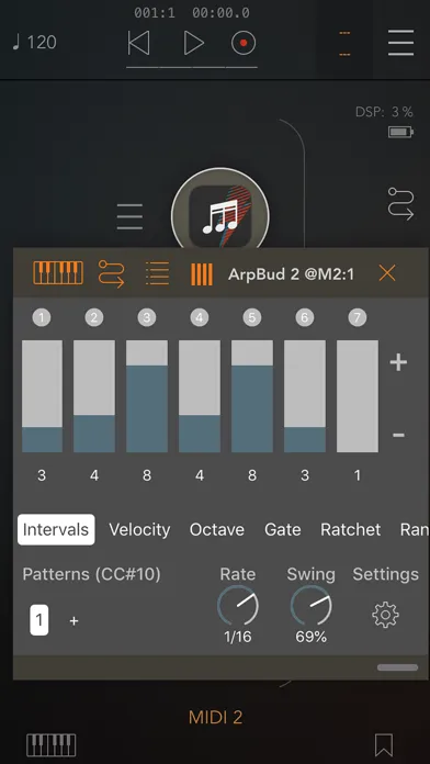 Captures d'écran de ArpBud 2 AUv3 MIDI Arpeggiator