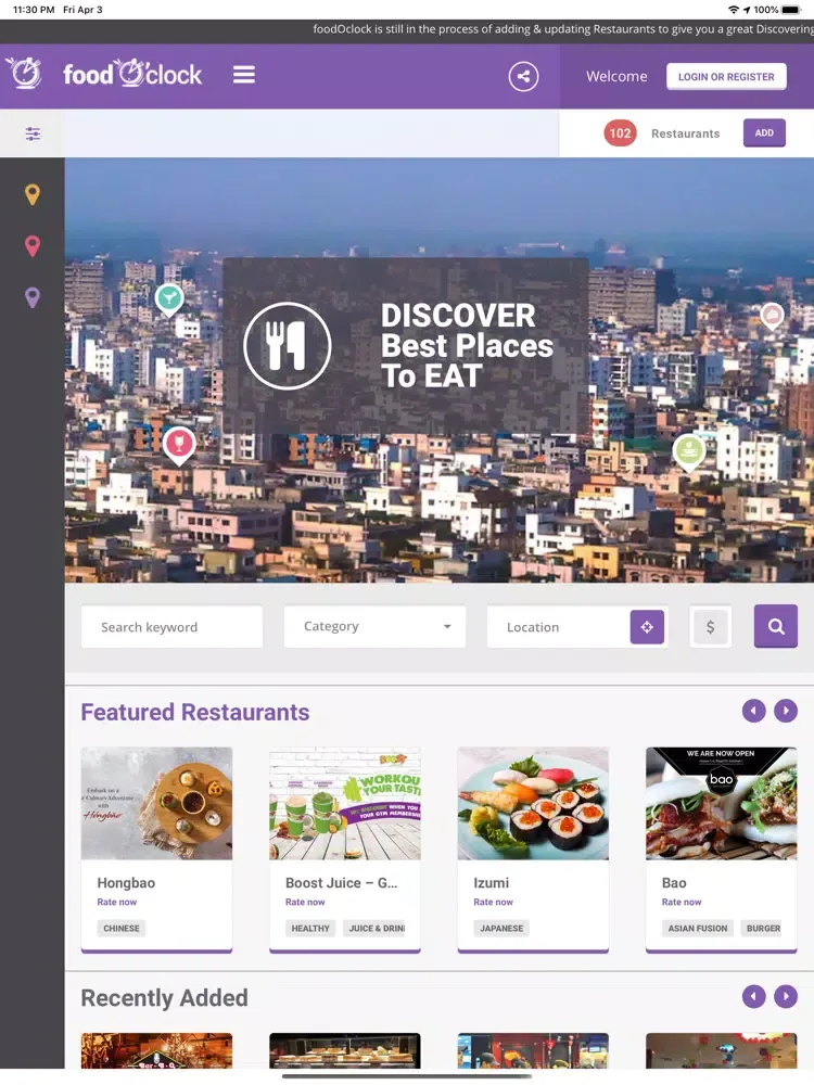 Ảnh chụp màn hình của foodOclock - Bangladesh iPad 