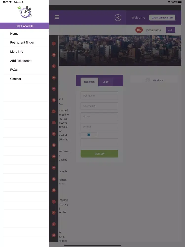 Ảnh chụp màn hình của foodOclock - Bangladesh iPad 