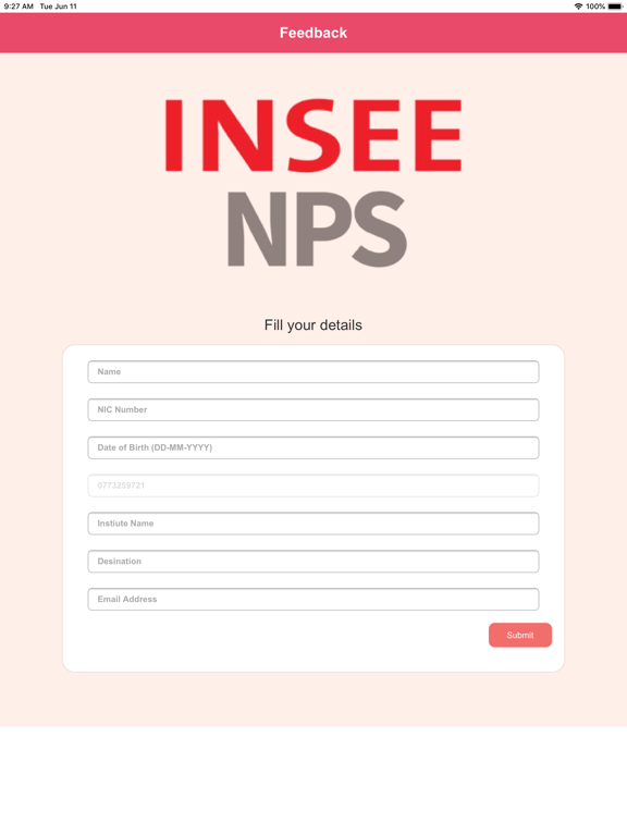 Tangkapan layar INSEE NPS iPad 