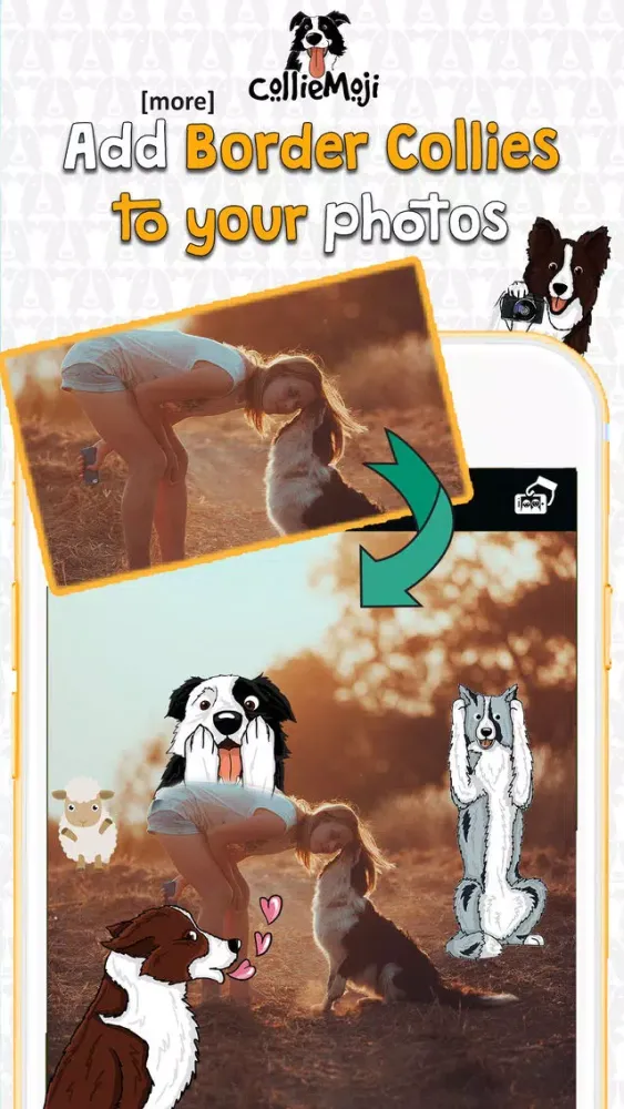 Capturas de tela do CollieMoji Photo Editor