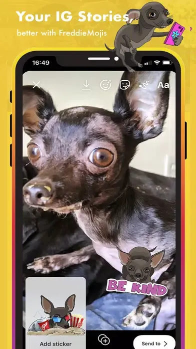 Tangkapan skrin FreddieMojis - Chihuahua emoji
