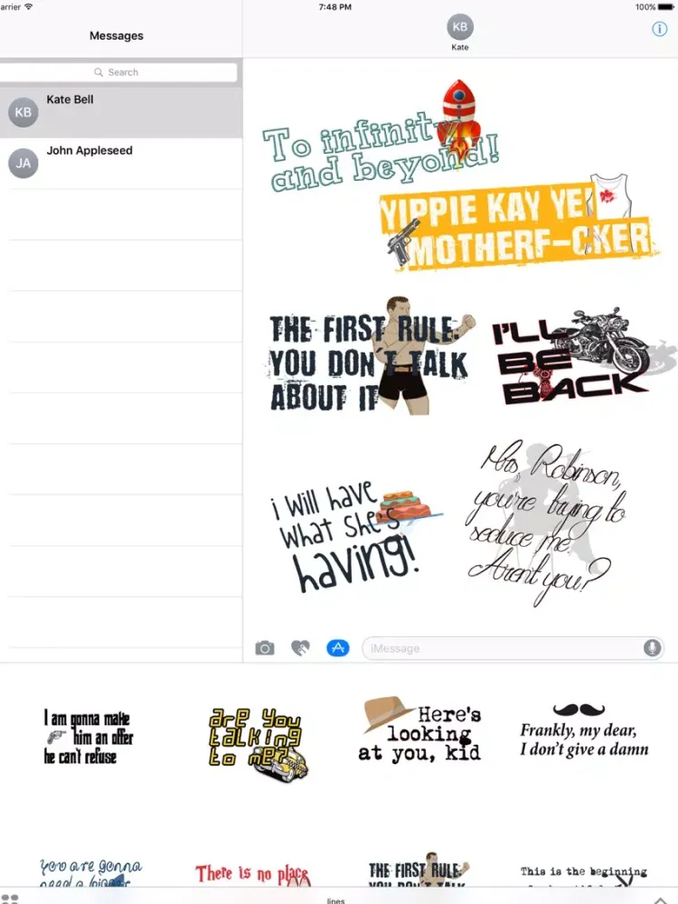 Movie Lines -Best famous quotes hollywood stickers iPad  স্ক্রিনশট
