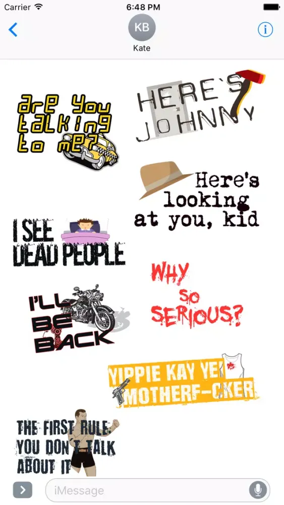 Movie Lines -Best famous quotes hollywood stickers স্ক্রিনশট