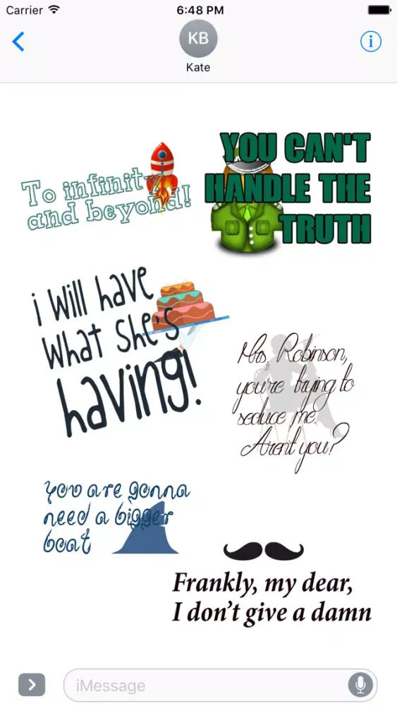 Movie Lines -Best famous quotes hollywood stickers স্ক্রিনশট