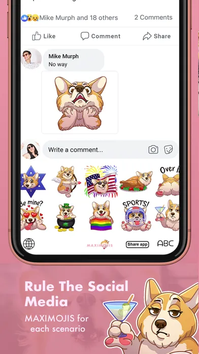 Скриншоты MaxiMojis - Corgi dog stickers