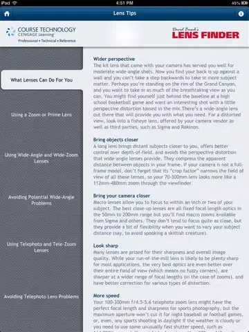 تصاویر David Busch’s Lens Finder iPad 