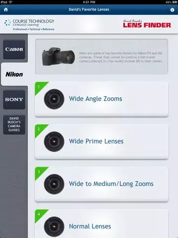 تصاویر David Busch’s Lens Finder iPad 