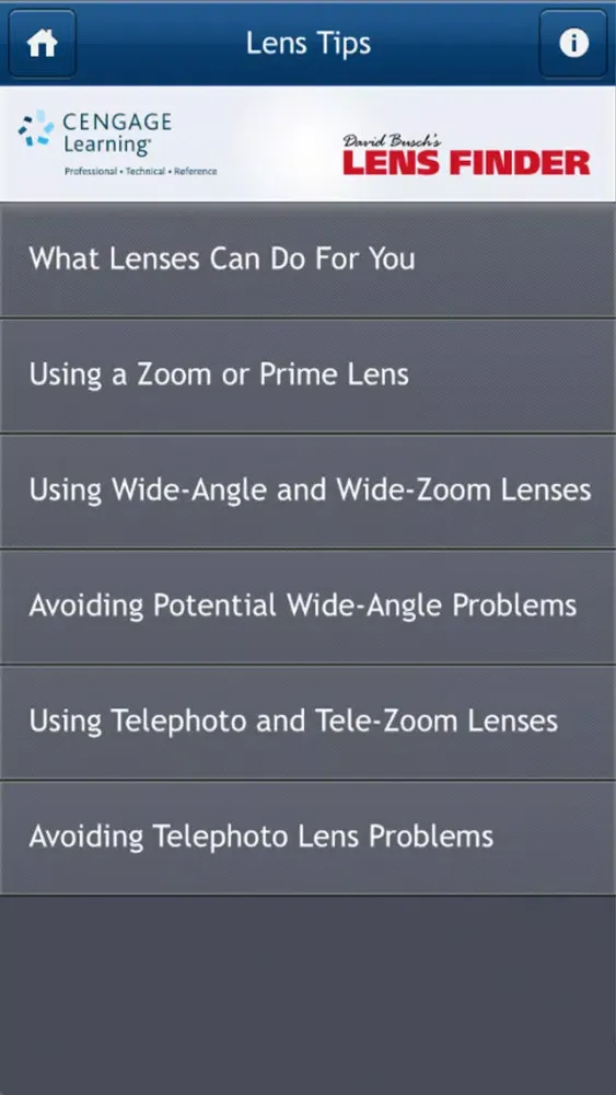 تصاویر David Busch’s Lens Finder
