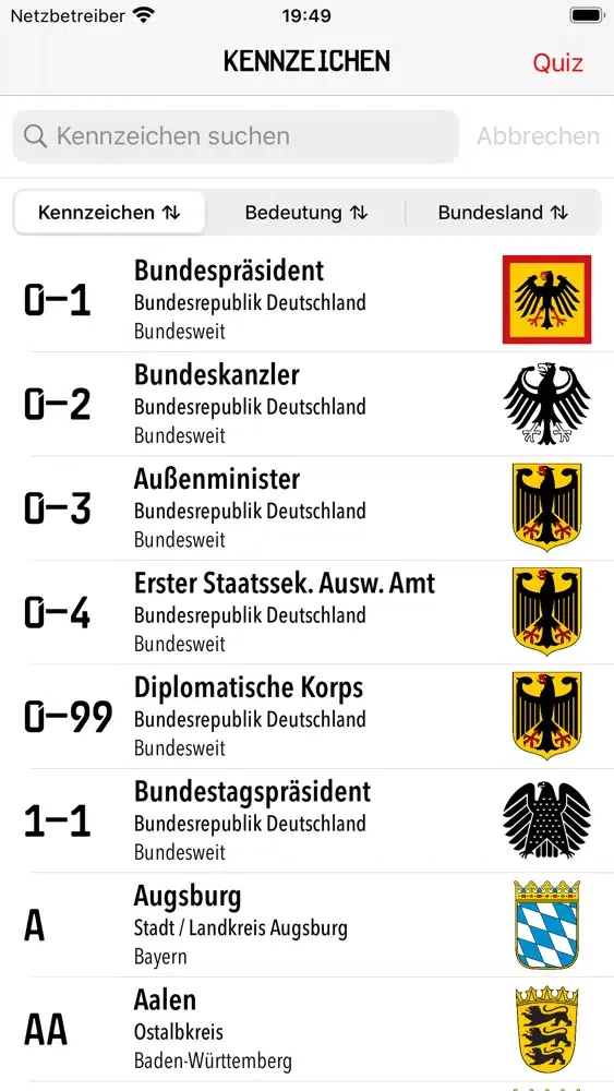 Kfz Kennzeichen Deutschlands Screenshots