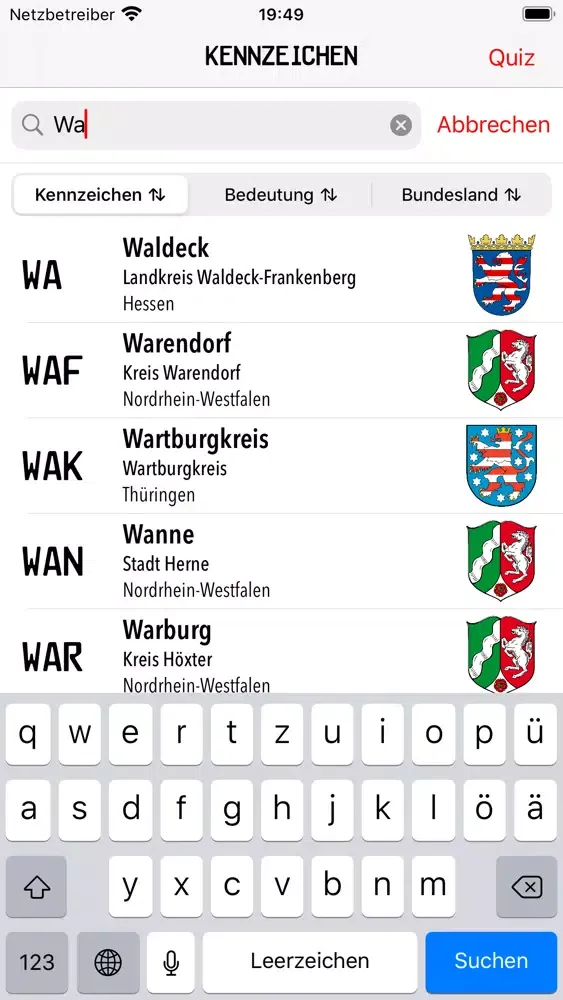Kfz Kennzeichen Deutschlands Screenshots
