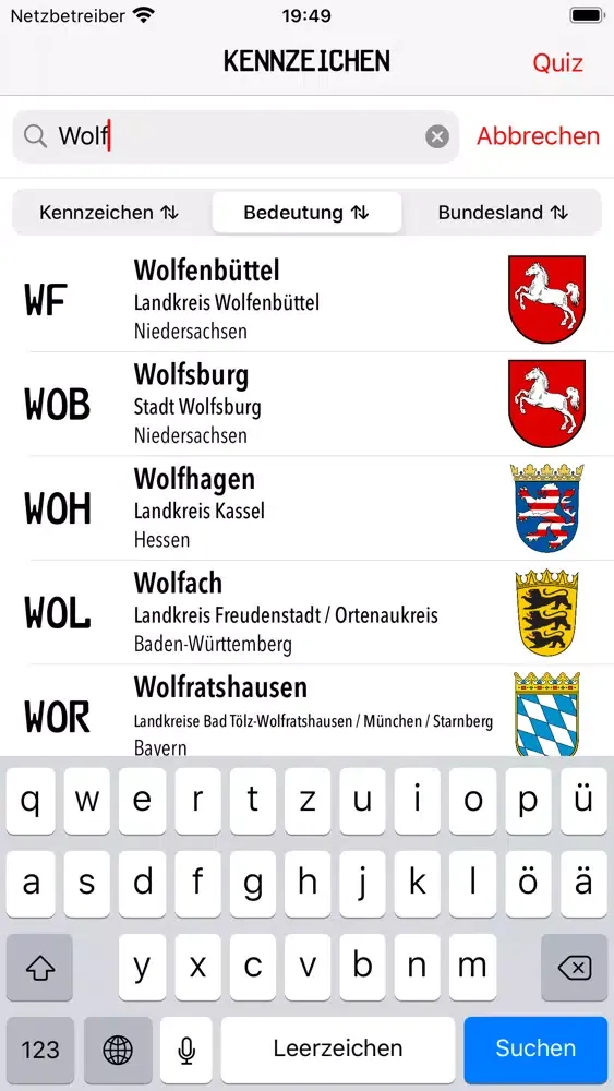 Kfz Kennzeichen Deutschlands Screenshots