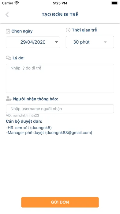Ảnh chụp màn hình của FPT eTMS